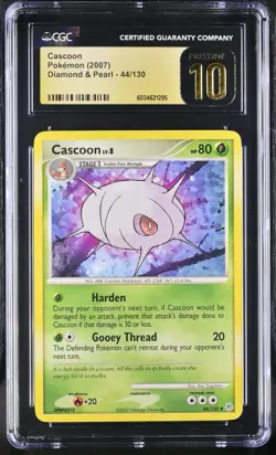 Cascoon 44/130 Non-Holo Diamond & Pearl 2007 Pokemon TCG CGC Pristine 10 POP 2! - Image 1