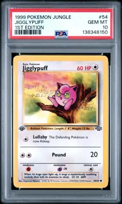 1999 Pokemon Jungle 1st Edition Jigglypuff 54 FRESHLY GRADED PSA 10 GEM MINT - Image 1