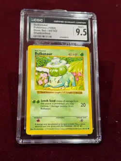 Pokemon Base Set Shadowless Bulbasaur CGC 9.5 Mint+ - Image 1