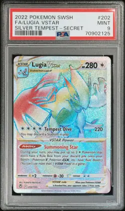 2022 Pokemon Sword and Shield Silver Tempest Secret Rare Lugia Vstar #202 PSA 9 - Image 1