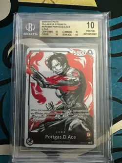 BGS 10- One Piece OP03-001 Portgas.D.Ace Alt Leader English - Image 1