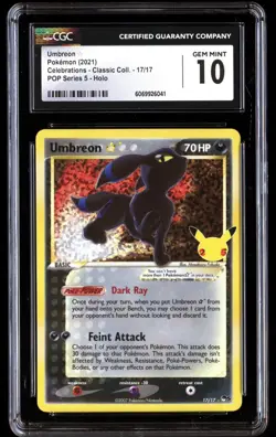 CGC 10 Umbreon Gold Star 25th Celebrations Pokemon Card #17 Gem Mint - Image 1