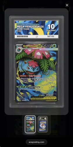 ACE 10 MEGA VENUSAUR ex 155/132 | Mega Evp;utions Full Art Graded Pokemon Card - Image 1