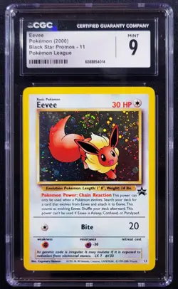 2000 EEVEE 11 ~ BLACK STAR PROMO Pokemon Card ~ BEAUTIFULLY PLACED DOUBLE SWIRL - Image 1