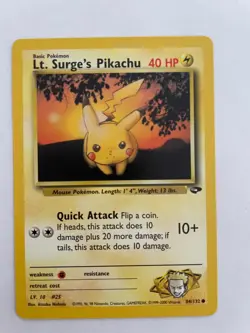 LT. SURGES PIKACHU - 84/132 - GYM CHALLENGE - POKEMON CARD - NM - Image 1