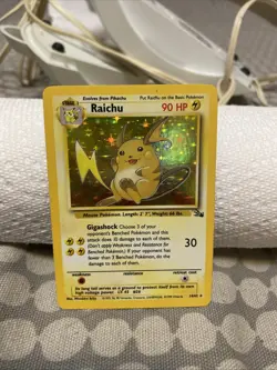 Pokemon TCG Raichu Fossil Holo Rare Card 14/62 LP - Image 1