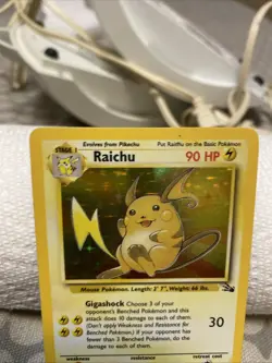 Pokemon TCG Raichu Fossil Holo Rare Card 14/62 LP - Image 2