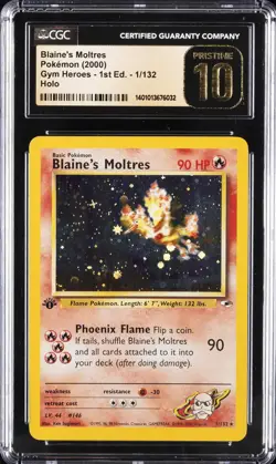 2000 POKEMON GYM HEROES 1ST EDITION HOLO #1 BLAINE'S MOLTRES CGC 10 PRISTINE - Image 1
