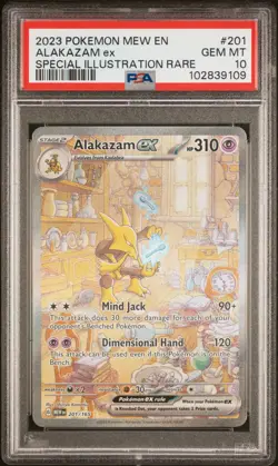 2023 POKEMON MEW EN-151 SPECIAL ILLUSTRATION RARE #201 ALAKAZAM EX PSA 10 - Image 1