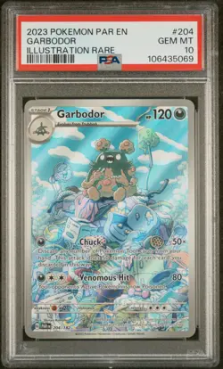 2023 POKEMON PAR EN-PARADOX RIFT ILLUSTRATION RARE #204 GARBODOR PSA 10 - Image 1