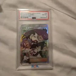 2019 POKEMON SUN & MOON HIDDEN FATES #68 FULL ART/JESSIE & JAMES PSA 8 - Image 1