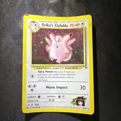 Erika's Clefable 3/132 GYM Heroes 1st Edition Pokemon Holo Rare - DAMAGED Card - Image 1