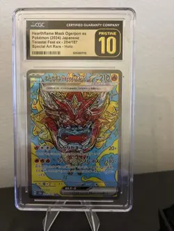 CGC PRISTINE 10 Japanese Hearthflame Mask Ogerpon ex 204/187 sv8a Pokemon Card - Image 1