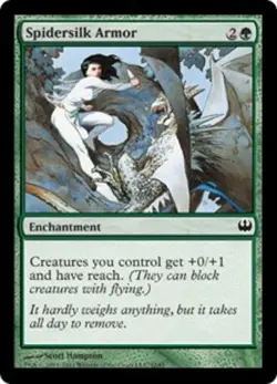 1 x Spidersilk Armor - Duel Decks: Knights vs Dragons - Light Play - MTG - Image 1