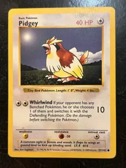 Pokemon PIDGEY 57/102 Shadowless (1999 Base Set) LP/DMG - Image 1