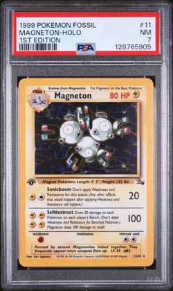 1999 Pokemon Magneton 1st edition Fossil 11/62 PSA 7 NEAR MINT NM 11 English - Image 1