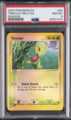 2003 POKEMON EX DRAGON #80 TREECKO-REVERSE FOIL PSA 8 - Image 1