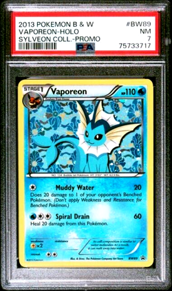 PSA 7 NM 2013 Pokemon Black White Promo Vaporeon Holo Sylveon Collection BW89 - Image 1