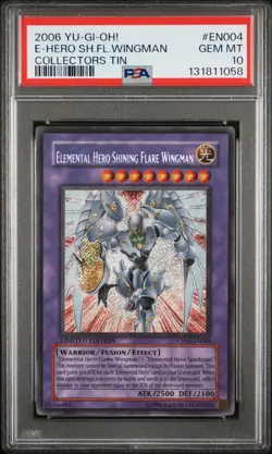 2006 YU-GI-OH! COLLECTORS TIN #EN004 ELEMENTAL HERO SHINING FLARE WINGMAN PSA 10 - Image 1