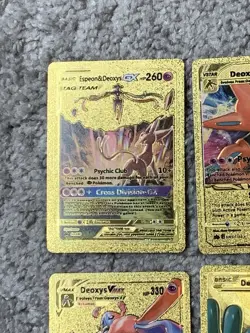 Set of 4 Deoxys GX,VMax,VStar Gold Accents+Deoxys EX Gold Foil Fan Art Cards - Image 2