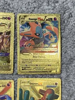 Set of 4 Deoxys GX,VMax,VStar Gold Accents+Deoxys EX Gold Foil Fan Art Cards - Image 3