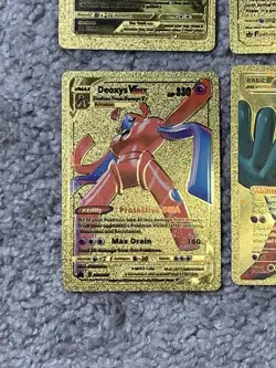 Set of 4 Deoxys GX,VMax,VStar Gold Accents+Deoxys EX Gold Foil Fan Art Cards - Image 4