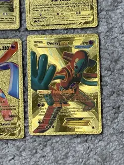 Set of 4 Deoxys GX,VMax,VStar Gold Accents+Deoxys EX Gold Foil Fan Art Cards - Image 5