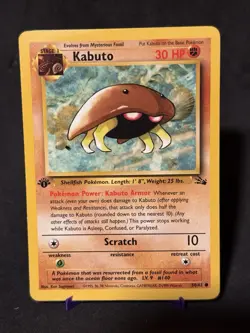 Pokemon TCG Kabuto Fossil 1st Edition Common Card 50/62 - Image 1