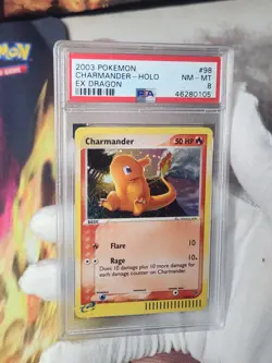 2003 Pokemon EX Dragon Charmander Secret Holo No Stamp #98 Graded Pokemon PSA 8 - Image 1