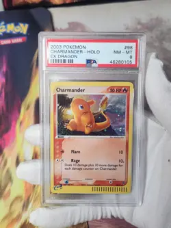 2003 Pokemon EX Dragon Charmander Secret Holo No Stamp #98 Graded Pokemon PSA 8 - Image 3