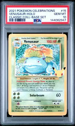 2021 Pokemon Celebrations Venusaur Holo Classic Collection Base Set #15 PSA 10 - Image 1