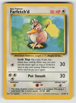 Farfetch'd 27/102 Uncommon Base Set Pokemon LP - Image 1