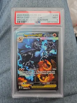 2025 POKEMON PFL EN-PHANTASMAL FLAMES #125 MEGA CHARIZARD X EX PSA 9 - Image 1