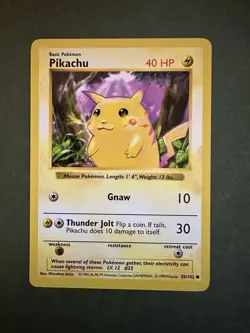 Pokemon TCG Pikachu Red Cheeks Base Set Shadowless Card 58/102 - Image 1