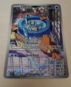 Pokemon Squirtle Holo Illustration TCG Card Stellar Crown 148/142 NM Condition - Image 1
