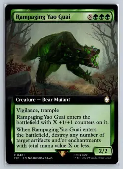 MTG Fallout Extended Art #401 Rampaging Yao Guai Rare Creature Bear Mutant - Image 1