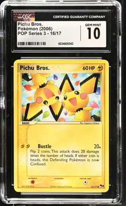 2006 Pokemon Pop Series 3 Pichu Bros. 16/17 CGC 10 - Image 1