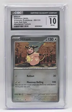CGC 10 ERROR Miltank 2025 Pokemon SV Prismatic Evolutions Poke Ball 081/131 - Image 1