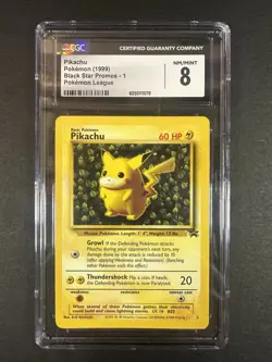 Pikachu 1999 Black Star Promos 1 Pokemon League CGC 8 MINT/NM TCG Vintage - Image 1
