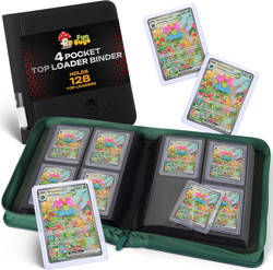 Toploader Binder – 4 Pocket Trading Card Binder for 128 Top Loaders, Pokemon Car - Image 1