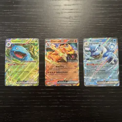 3 card Set Venusaur EX, Charizard EX, Blastoise EX. English S&V 151. Near Mint - Image 1