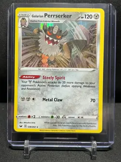 Galarian Perrserker 128/202 Holo Rare Pokemon 2020 Sword & Shield - NM - Image 1