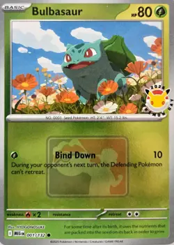 Pokemon TCG Bulbasaur 001/132 Mega Evolution 30th Pokemon Day Stamped Promo Mint - Image 1