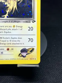 Pokemon TCG Rocket’s Zapdos 15/132 Gym Challange Holo Rare MP - Image 4