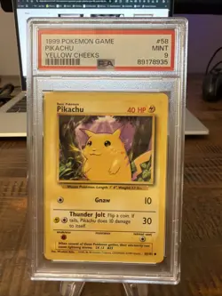 1999 Pokemon Base Set Unlimited Pikachu #58 Yellow Cheeks PSA 9 Mint - Image 1
