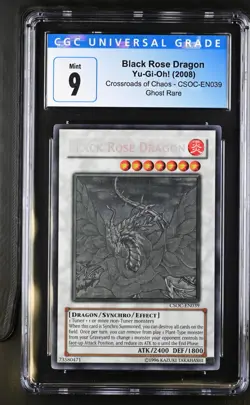 YUGIOH CSOC-EN039 BLACK ROSE DRAGON GHOST RARE HOLO FOIL CGC 9 MINT - Image 1