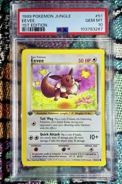 1999 Pokemon TCG First Edition Eevee Jungle Set Card 51/64 PSA 10 - Image 1