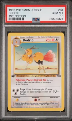 PSA 10 Dodrio 1st Edition Jungle 34/64 1st Edition Pokemon Card - Image 1