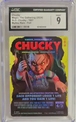 2024 MTG CHUCKY CGC 9 Mint Secret Lair Drop #1807 Foil MYTHIC RARE Child's Play - Image 1
