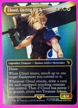 Cloud, Ex-SOLDIER (Borderless) #202 *Foil* (NM) - Commander: FINAL FANTASY MTG - Image 1